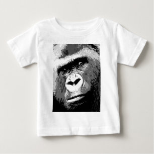 白黒ゴリラ ベビーTシャツ