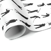 白黒ゴルフはゴルファーの男性ゴルフをポーズする ラッピングペーパー (ロールコーナー)