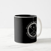 白黒ゴルフクラブ名パーソナライズされた ツートーンマグカップ (正面右)