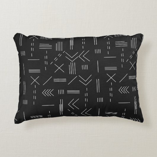 白黒ゴージャスモダンな幾何学模様 アクセントクッション (正面)
