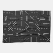 白黒ゴージャスモダンな幾何学模様 キッチンタオル (横)