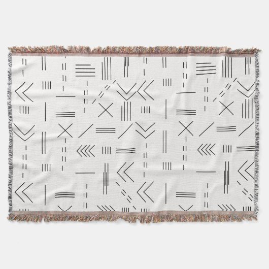 白黒ゴージャスモダンな幾何学模様 スローブランケット (正面)