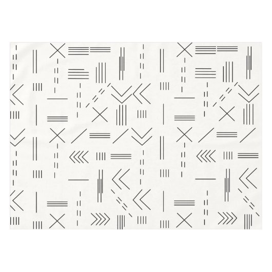 白黒ゴージャスモダンな幾何学模様 テーブルクロス (正面(横))