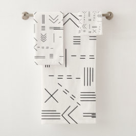 白黒ゴージャスモダンな幾何学模様 バスタオルセット