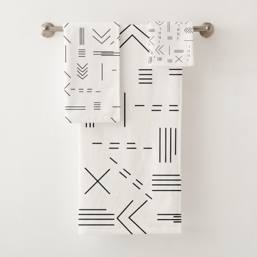 白黒ゴージャスモダンな幾何学模様 バスタオルセット (インサイチュ)