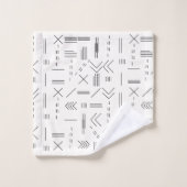 白黒ゴージャスモダンな幾何学模様 バスタオルセット (ウォッシュタオル)