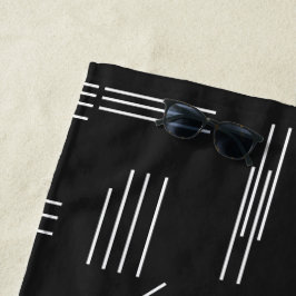 白黒ゴージャスモダンな幾何学模様 ビーチタオル