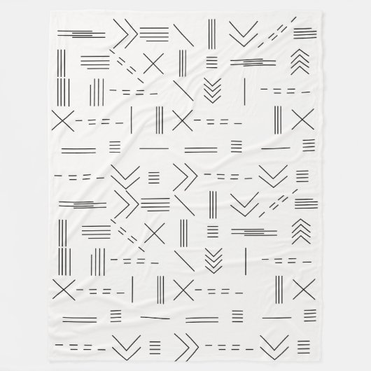 白黒ゴージャスモダンな幾何学模様 フリースブランケット (正面)