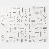 白黒ゴージャスモダンな幾何学模様 フリースブランケット (正面(横))