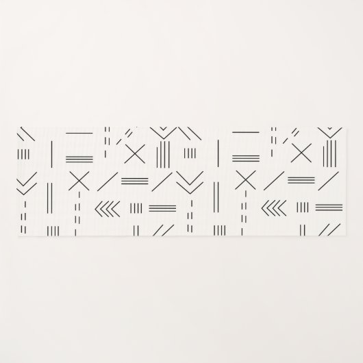 白黒ゴージャスモダンな幾何学模様 ヨガマット (正面(横))