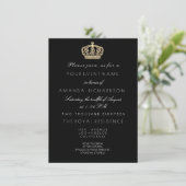 白黒ゴールデンクラウン王室のグリッター16thブライダル 招待状 (スタンド正面)