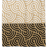 白黒ゴールデンシー海波パターン シャワーカーテン (正面)