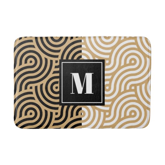 白黒ゴールデンシー海波モノグラム バスマット (正面)