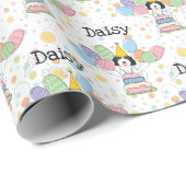 白黒ゴールデンドールドッグ誕生日 ラッピングペーパー (ロールコーナー)