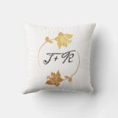 白黒ゴールデンフラワーモノグラムイニシャルリース クッション (裏面)
