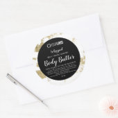 白黒ゴールドフォイルあなたのロゴ体バターラベル ラウンドシール (封筒)