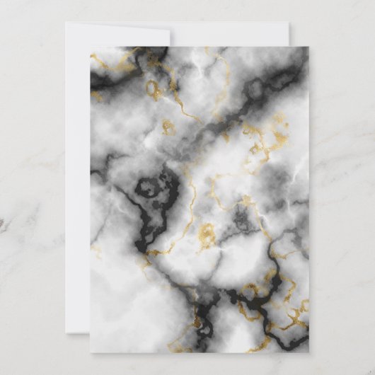 白黒ゴールドフォイルアガテマーブル結婚ズ 招待状 (裏面)