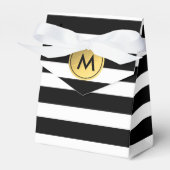 白黒ゴールドフォイルストライプのパーティーの好意ボックス フェイバーボックス (正面サイド)