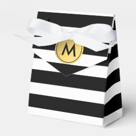 白黒ゴールドフォイルストライプのパーティーの好意ボックス フェイバーボックス