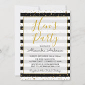 白黒ゴールドフォイルハートズヘンのパーティー 招待状 (正面)