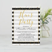 白黒ゴールドフォイルハートズヘンのパーティー 招待状 (スタンド正面)