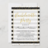 白黒ゴールドフォイルハートバチェロットパーティー 招待状 (正面)