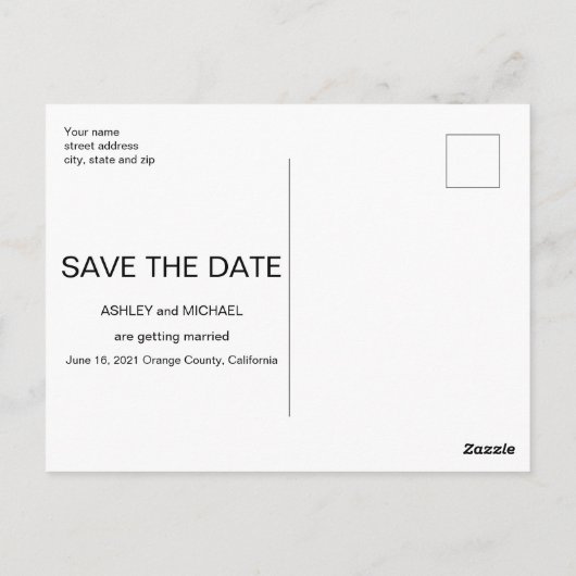 白黒ゴールドフォイル写真日付はがきを保存 ポストカード (裏面)