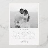 白黒ゴールドフォイル結婚ズサンキューカード 箔招待状 (裏面)