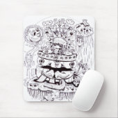 白黒サイケデリック マウスパッド (マウス)