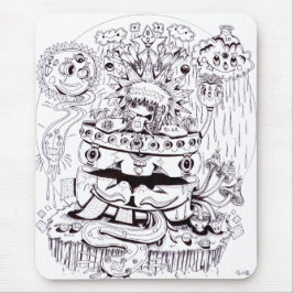 白黒サイケデリック マウスパッド