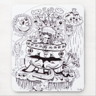 白黒サイケデリック マウスパッド