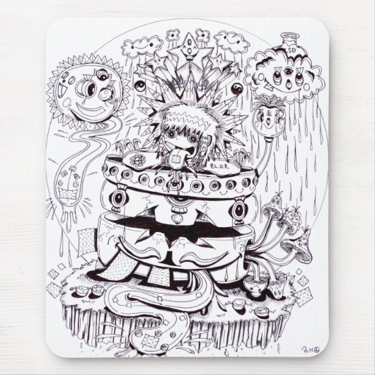 白黒サイケデリック マウスパッド (正面)