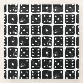 白黒サイコロ1-6リノカ素朴ット ガラスコースター