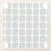 白黒サイコロ1-6リノカ素朴ット ガラスコースター (裏面)