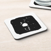 白黒サイコロ#1 Linocut コースター (左側)