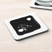 白黒サイコロ#2 Linocut コースター (左側)