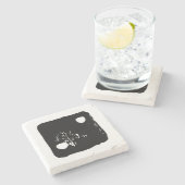 白黒サイコロ#2 Linocut ストーンコースター (横)