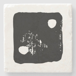 白黒サイコロ#2 Linocut ストーンコースター