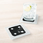 白黒サイコロ#4 Linocut ガラスコースター (アングル)