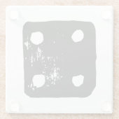 白黒サイコロ#4 Linocut ガラスコースター (裏面)