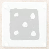 白黒サイコロ#5 Linocut ガラスコースター (裏面)