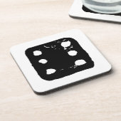 白黒サイコロ#6 Linocut コースター (左側)