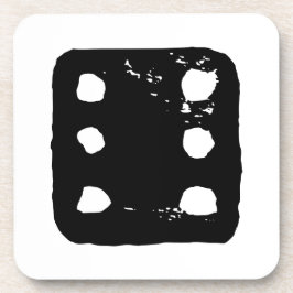 白黒サイコロ#6 Linocut コースター