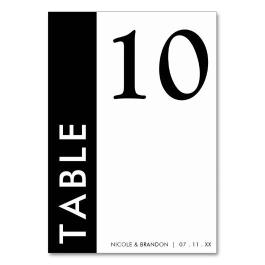 白黒サイドのウェディングストライプレセプション テーブルナンバー (裏面)