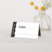 白黒サイドウェーブフォト結婚のテーブル番号 プレイスカード (裏面)