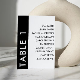 白黒サイドストライプの結婚座席表 テーブルナンバー