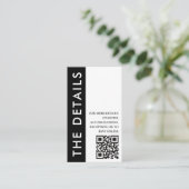 白黒サイドストライプのQRコードの結婚詳細 エンクロージャーカード (スタンド正面)