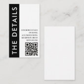 白黒サイドストライプのQRコードの結婚詳細 エンクロージャーカード (正面/裏面)