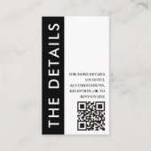 白黒サイドストライプのQRコードの結婚詳細 エンクロージャーカード (正面)