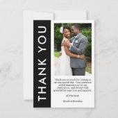 白黒サイドストライプフォト結婚ズ サンキューカード (正面)